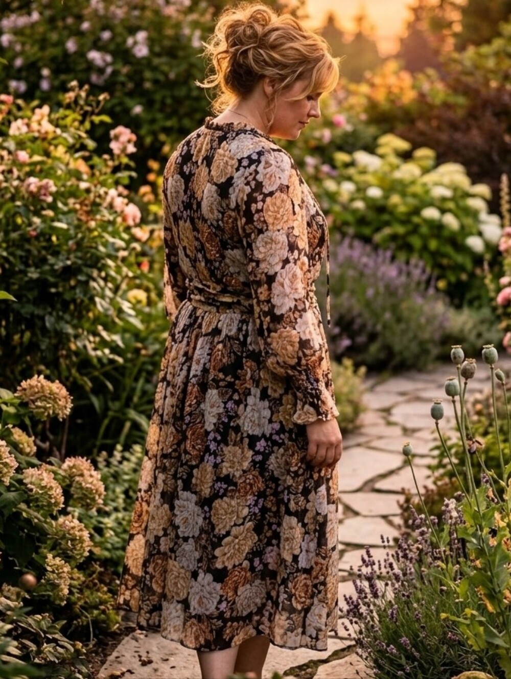 Boho Floral Maxi Dress with Blooms Size 16 Plus Size Summer Wedding Guest Outfit - Picture 2 of 10